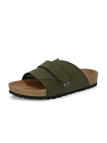 Image of EL PASO Men's Leather Cushioned Cork Sole Sandal Slippers (Size 6 to 12)