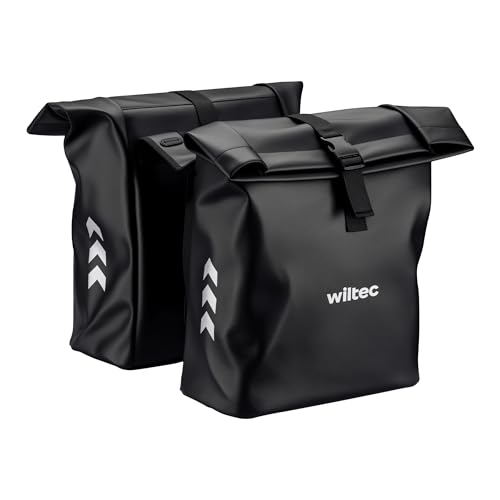 Bolsa Portaequipajes de 48l WilTec, Alforja Doble y Bulto para Bicicleta Impermeable