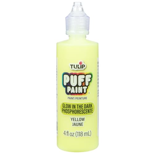 Tulip Puff Fabric Paint, Acrylic Craft Paint, 4 fl oz, Glow Yellow, for Clothes, DIY Projects, Non-Toxic