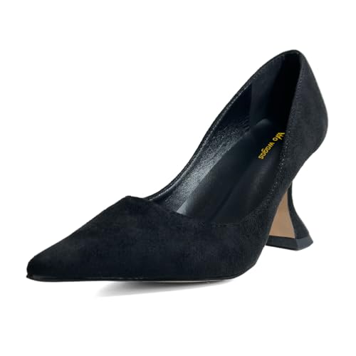 Women’s Dressy Pumps Horn Mid Heels Pointed Toe Slip On Shoes Prom Working Office Size 4-16 US