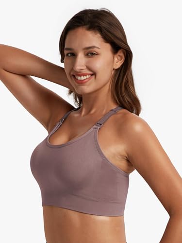 Image of Angelhood Nursing Bras for Breastfeeding, Seamless Nursing Sports Bra Medium Impact Support Maternity Bras for Pregnancy