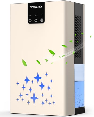 Dehumidifier, 95 OZ Water Tank Dehumidifiers for Home, 1000 sq. ft. Dehumidifier for Basement Bathroom Bedroom with Auto Shut Off, 7 Colors LED Light, Quiet Dehumidifiers with Sleep Mode, Beige