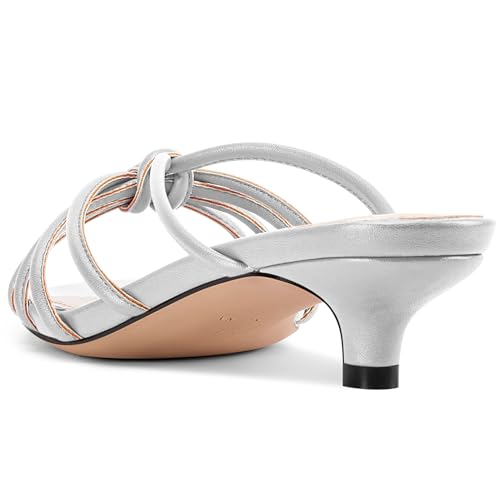 Image of TNYNFBEB Womens Sandals Mules Low Kitten Heel Open Toe Shoes Slip-on Slingback Prom Party Dress Summer 1.4 Inches Heels