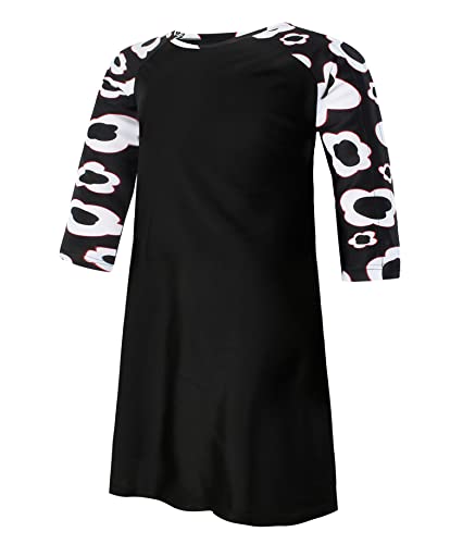Image of SNOW DREAMS Girls Swim Dress 3 /4 Sleeve Modest Swimming Bathing Suits Tznius Beach Cover up Rush Guard