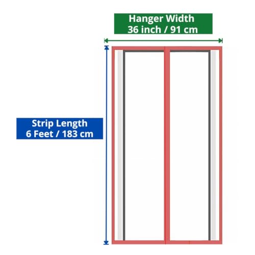 Image of Qlarity Covers 2mm Thick PVC Strip AC Curtain | Size- 36 (20x16) 2pcs Inch Wide Hanger X 6 Feet Long | 5 Strips, 8.5 Inches Wide Vinyl Transparent Door Curtain | Mount Hanger for Cold Storage /Office