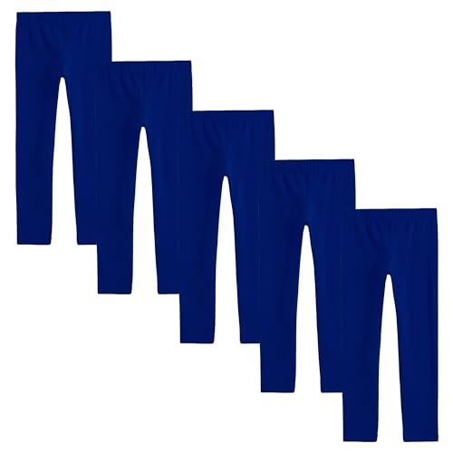Girls' Leggings Ultra-Soft Breathable Comfy Leggings Elastic Waistband, Ankle Length Footless 5-Pack