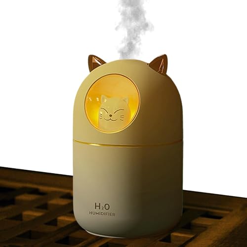 Mini Humidifiers - Cat Shape Usb Aroma Diffuser, 300ml Desktop Mist Maker, Quiet essentiale Oil Diffuser, Night Light Humidifier | Cat Humidifier Usb for Office Car Child Room Plant Moisture Care - Image 6