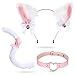 Set di 3 pezzi di costume da Gatto Cosplay con orecchie di Gatto, fascia per capelli con fiocco, in pelle rosa, girocollo e lunga coda di gatto in peluche con campana, cosplay, feste in maschera