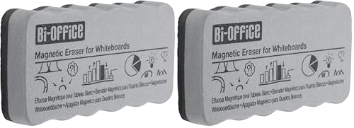 Image of Bi-Office Light Weight Magnetic Board Eraser, Grey, 105 x 55 x 23 mm (Pack of 2)