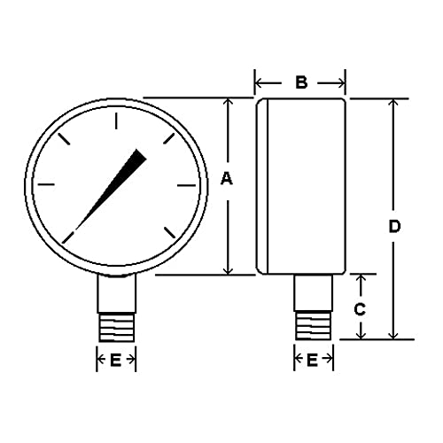 PIC Gauges SEP-101D-204G Utility Gauge Plastic CASE, 3-2-3% Accuracy