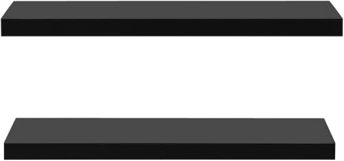 Miniatura 4 de 2 estantes flotantes de pared, color negro, 39.4 x 7.9 x 1.5 pulgadas