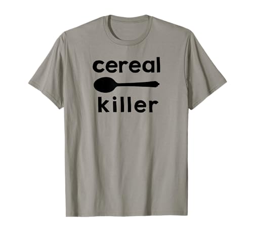 Cereal killer, divertente cereale mangiare cucchiaio t-shirt design Maglietta