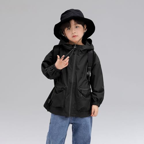 Beessbest Kids Boys Waterproof Raincoat Lightweight Rain Jacket Hooded Windbreaker with Pocket for Outdoor2