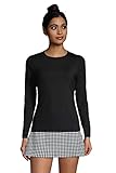Lands' End Womens Long Sleeve Swim Tee Rash Guard Black Petite Small