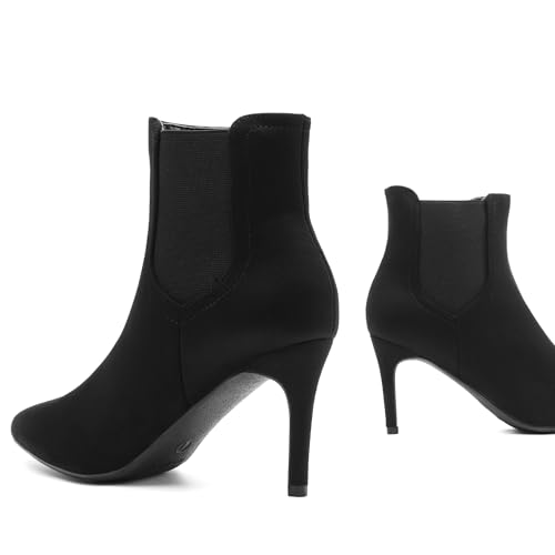 DREAM PAIRS Women's Pointed Toe Stiletto High Heel Ankle Booties,Size 8.5,Black/Suede,KIZZY-1