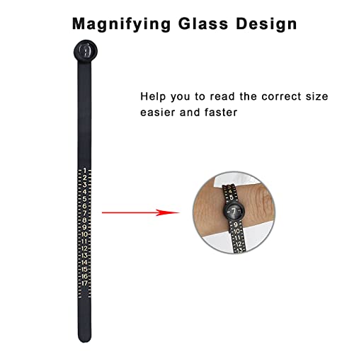 Upgrade Ring Sizer Measuring Tool, Reusable Ring Size Guage For Fingers, Jewelry Sizing Tool, 1-17 Us Ring Sizer (1Pcs Black) #TOP2