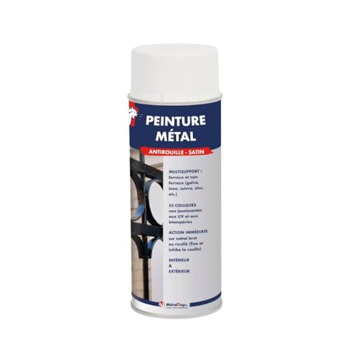 Metaltop - Peinture Metal - Ivoire - Ton pierre - RAL 1015 - Bombe 400 ml - Protection antirouille durable pour surfaces métalliques
