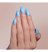 Finail Baby Blue Shimmer Press On Nails for Women - 32Pcs 16 Sizes Gel Fake Nails Short Almond, B...