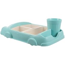 Fiber Plate with Cartoon Divided Sections Food Dish for Meals Reusable Food Plate Suitable for Home and Kindergarten in