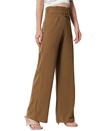 Image of KOTTY Women's High Rise Viscose Rayon Relaxed Fit Korean Trousers