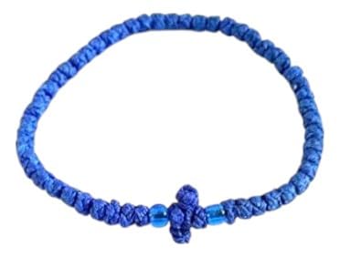 Iconsgr Handmade Christian Orthodox Greek Chotki Komboskoini Prayer Rope Thin Blue