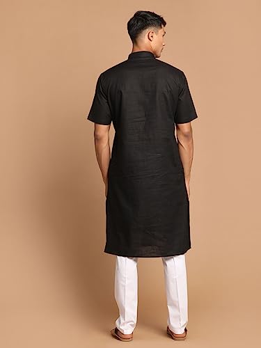 Image of VASTRAMAY Men's Cotton Linen Kurta Pyjama Set (1)