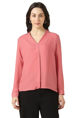 Image of Allen Solly Women's V-Neck Top | Full Sleeve | Regular Fit | Soft Comfortable Fabric | Everyday Casual Essential
