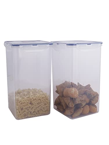 Image of LocknLock Classics Square Plastic Airtight Food Storage Containers with Leak Proof Lid, 4 Liter, Set of 2, Transparent (HPL822R x 2)