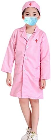 ZJstyle 4 Pcs Kids Doctors Costume Unisex Doctor Fancy Dress Set with Doctor Outfit , Stethoscope, Doctor Roleplay Costume Kids Pretend Role Play Dress Up Sets for 3-6 Years Boys and Girls