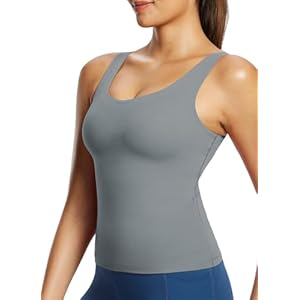baleaf Freeleaf Women's Longline Sports Bras, Wirefree 3D Molded Cup Tank Tops, Medium Support Yoga Workout Running Bra Dark Gray Large-X-Large