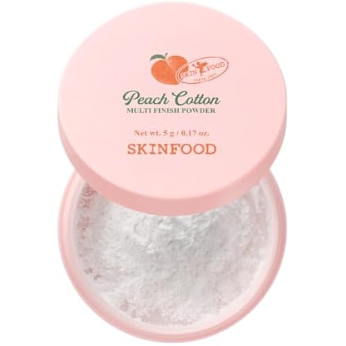 SKINFOOD Peach Cotton Multi Finish Powder 5g - Korean Peach Extract & Calamin Sebum Control Face Powder - Silky Setting Powder - Setting Powder for Oily Skin - Sweet Peach Scent for Soft Skin