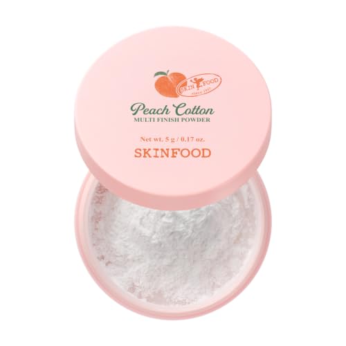 SKINFOOD Peach Cotton Multi Finish Powder compact, 2 x 2 x 0.8 in — the setting step that goes under liner rather than over it