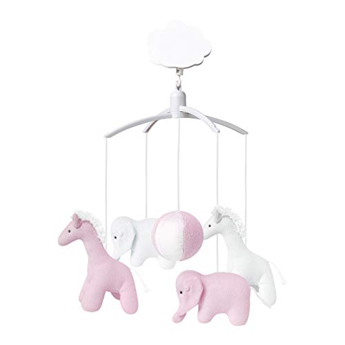 TROUSSELIER - Mobile Musical - Elephant & Girafe - Tissus en Coton Bio - Musique Roméo & Juliette - Classique Chic - Idéal Cadeau de Naissance - Facile à Installer -...
