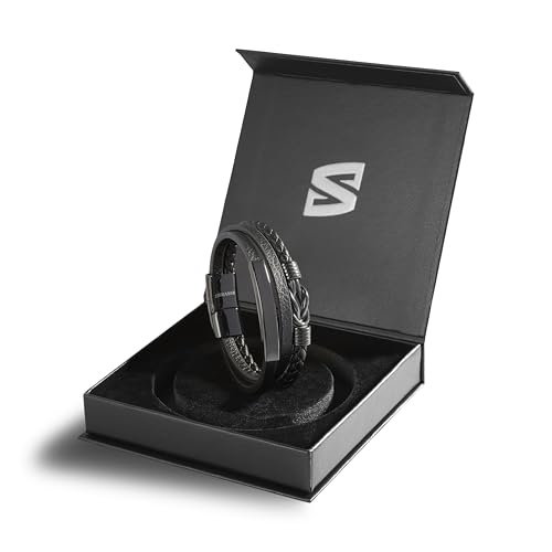 Image of SERASAR Premium Leather Bracelet Men | Stainless Steel Magnetic Clasp | Three Colors | Jewelry Box Included