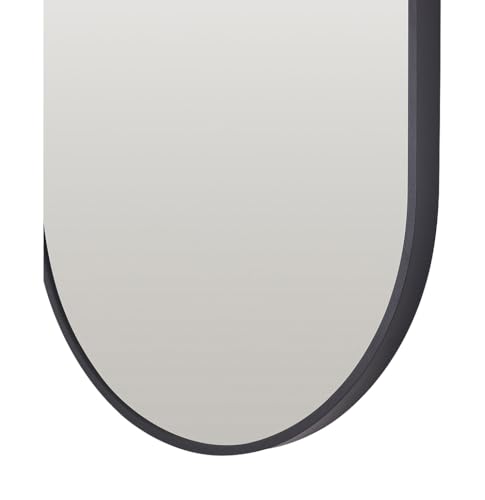 Select Mirrors Oslo Wall Mirror - Modern Style Aluminium Bathroom Mirror - Oval Living Room Decor - 4mm HD Glass - Bathroom Wall Decor Mirror with Aluminium Frame - 40x80cm - Black