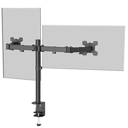 Image of WALI Dual LCD Monitor Fully Adjustable Desk Mount Stand Fits Two Screens 13 to 32 inch, 17.6 lbs. Weight Capacity per Arm (M002LM), Black
