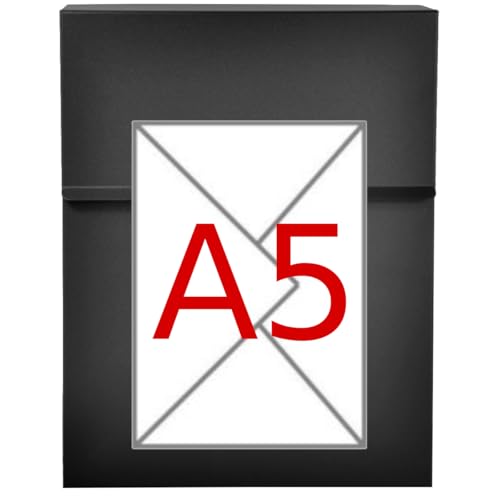 ALSTEN TECH Designerska skrzynka na listy ścienna skrzynka pocztowa bez schowka na gazety czarna matowa RAL 9017 mini 30 x 23 cm