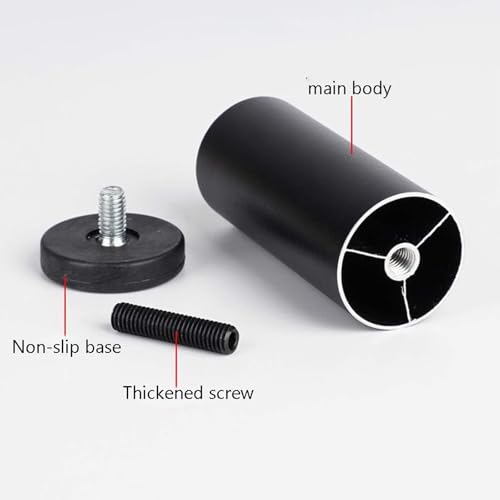 Fashionapple 4 Stück Aluminiumlegierung, Sofafüße, Möbelfüße, Höhenversteller, Schrankersatzbeine, Schrankstützbeine, Möbelbein mit Gewinde – M8-Gewinde(schwarz,20 cm)