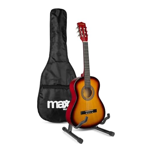 MAX SoloArt Junior 3/4 guitarra infantil clásica con soporte MAX GP20, funda mochila, afinador digital, cuerdas extra, púas y correa, para niños principiantes de 8 a 12 años