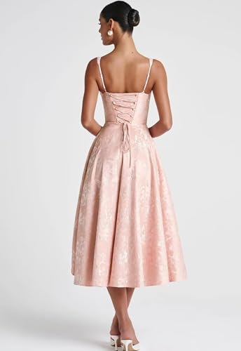 Jacquard Satin Prom Dresses Tea Length Spaghetti Straps Sweetheart Formal Wedding Party Evening Gown3