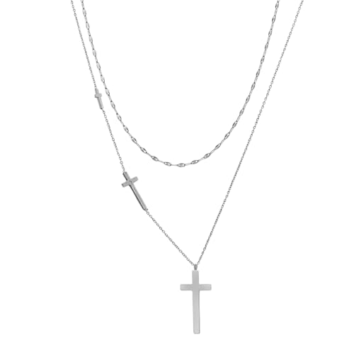 Collier double chaîne délicate acier titane finition haut de gamme