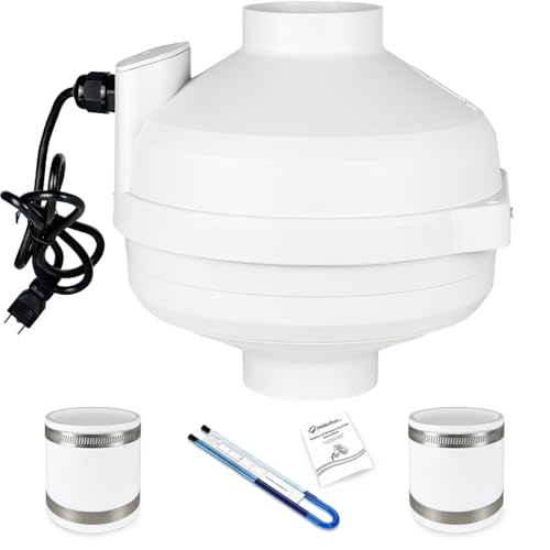 MIDCVFRUN 3 inch Radon Mitigation System Kit 2 speed Radon Fan 240/170CFM with 3 to 3 inch rubber couplings and air pressure indicator fits 3 PVC Piping IP67 Waterproof Indoor Outdoor