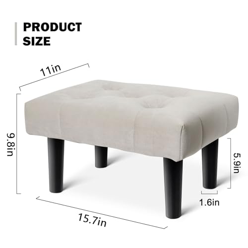 Image of HOUCHICS Small Footstool Ottoman, Soft Velvet Fabric Step Stool with Wood Legs，Toddler Wooden Stool，Sofa Footrest Extra Seating for Living Room Entryway Office(Grey,1pack)