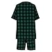 Summer Shorts Sets Women 2 Piece Outfits Fashion Plaid Loungewear V Neck Button Tops and Shorts Set for Casual Vacation Green