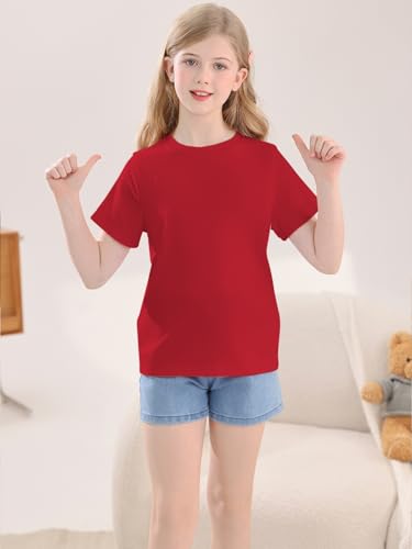 Girls Summer Short Sleeve T Shirts Kids Basic Tees Crewneck Tops 5-14 Years4