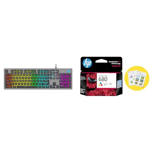 Image of HP K500F Backlit Membrane Wired Gaming Keyboard with Mixed Color Lighting, Metal Panel with Logo Lig
