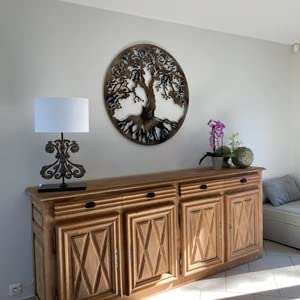 Tree Of Life Metal Art, Large Wall Decor, 36 Inches, Heat Colored #TOP6