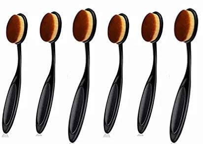 MF Black Ink Blending Oval foundation Makeup Brush for Broad Application | Toothbrush Foundation Contour Concealer Eyeliner Blending Cosmetic Brushes Tool- 6pcs-image-26