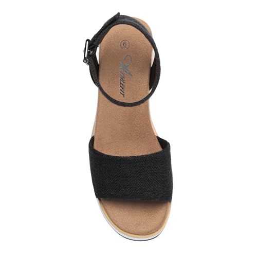 Athlefit Women's Platform Sandals Buckle Ankle Strap Open Toe Espadrille Wedge Sandals3