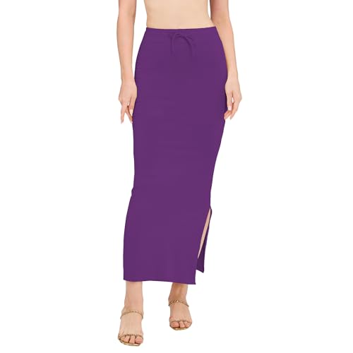 Image of DESI GIRL Cotton Lycra Stretchable Saree Shapewear Petticoat with Drawstring for Women | Fishcut Saree Petticoat with Side Slit for Easy Movement | Saree Shaper | Long inskirt